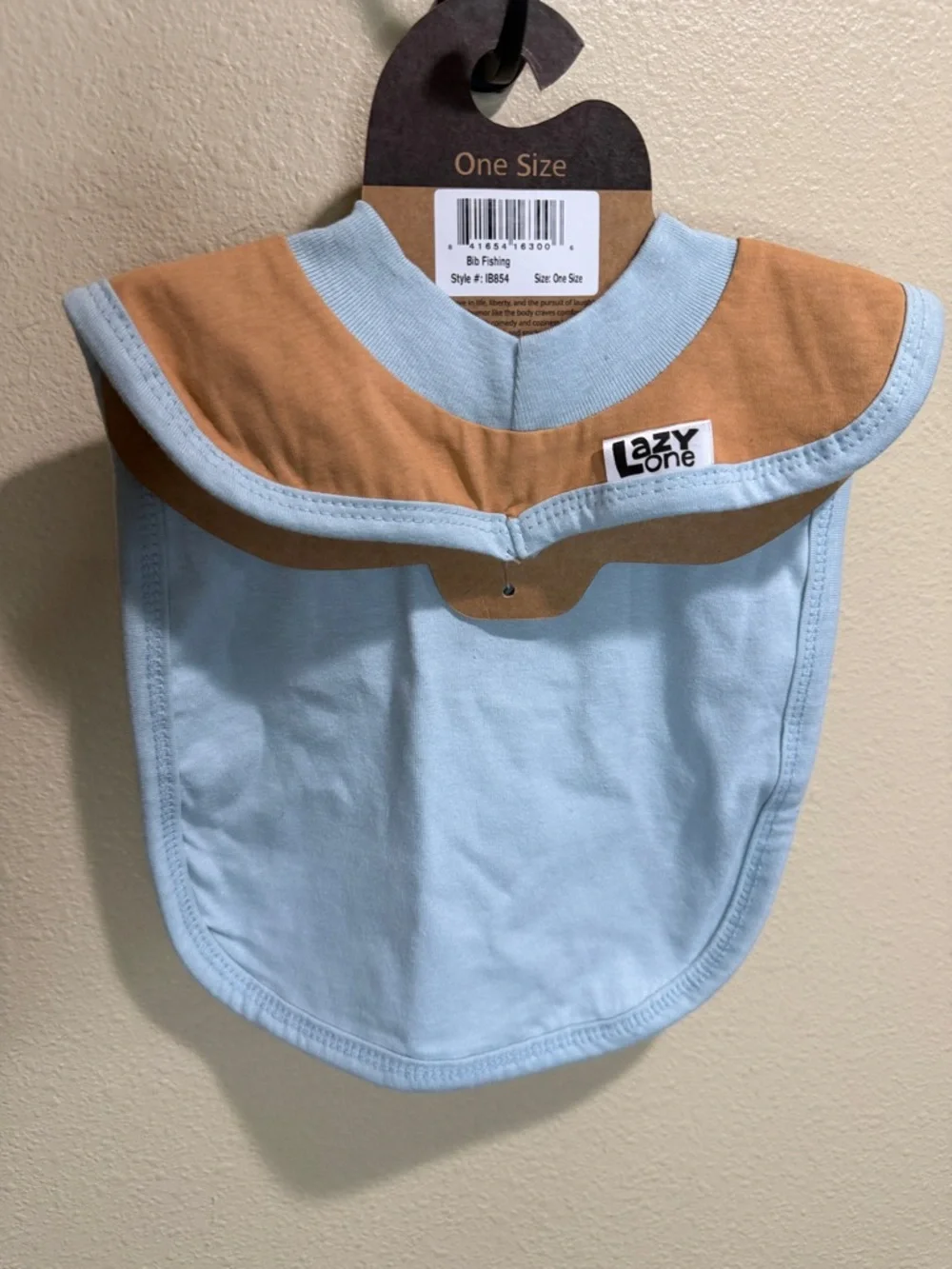 Lazy One Light Blue and Tan Fishing Vest Pull-Over Bib